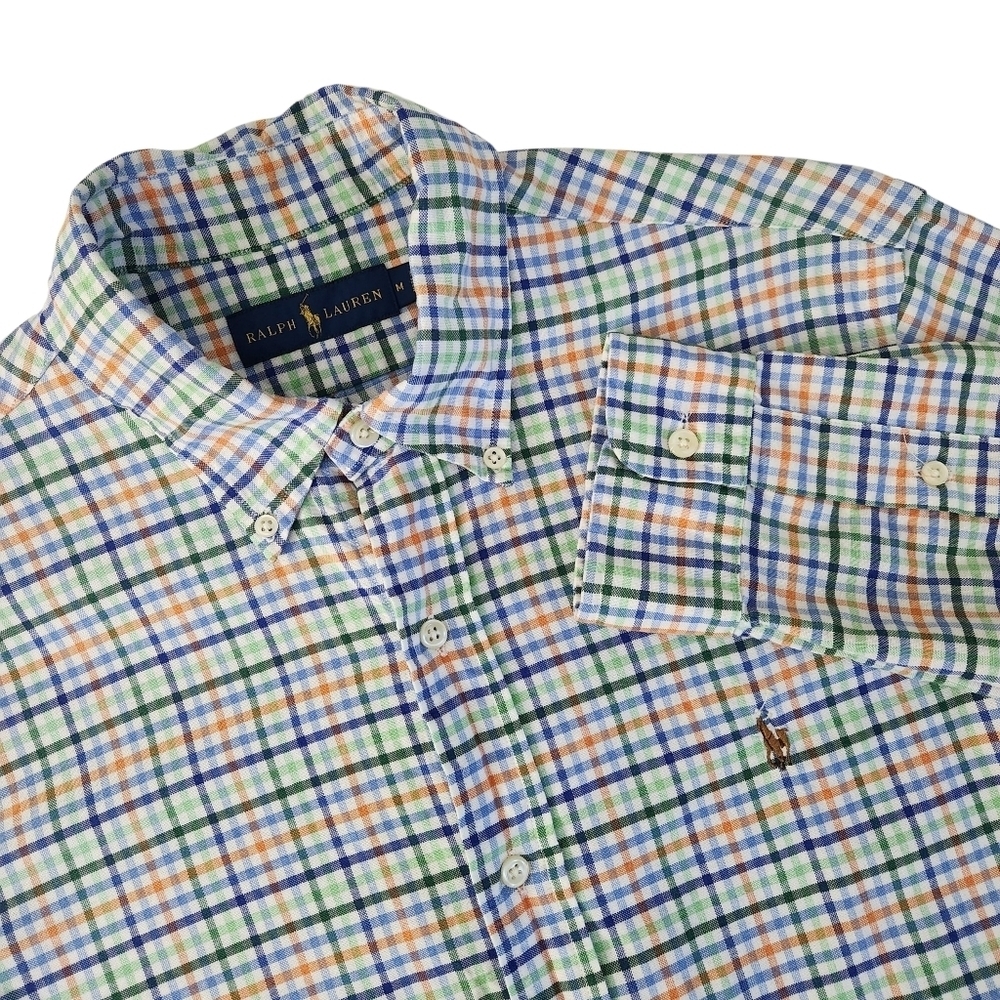 RALPH LAUREN multicolor plaid button-down shirt m
